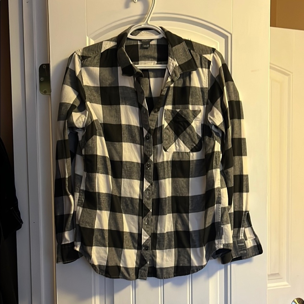 Black and White Checkered Button-Up Shirt